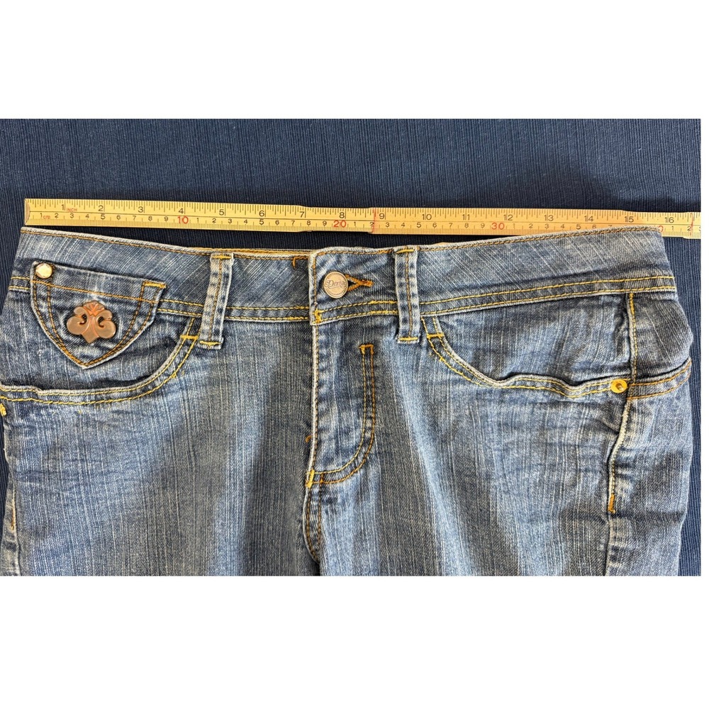 Retro Dereon Jeans 9/10 Blue Bootcut Embroidered Pocket Y2K McBling Denim Pants - Picture 4 of 13